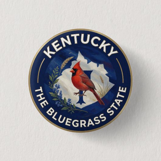 🐎 Kentucky-Flagge und Kardinal Roter Kardinal Blu Button (Vorderseite)