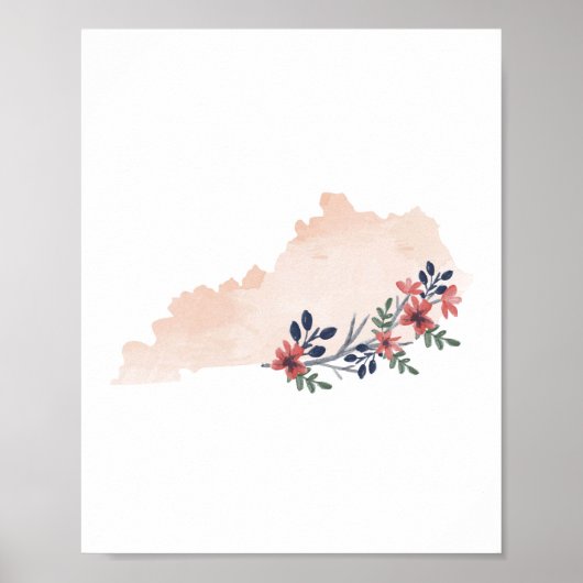 Kentucky Floral Watercolor Staat Poster (Vorne)