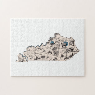 Kentucky-förmige kentuckianische Vintage-Bildkarte Puzzle