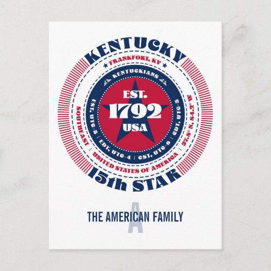 Kentucky, Frankfort, KY, Patriotic, Monogram Postkarte (Vorderseite)
