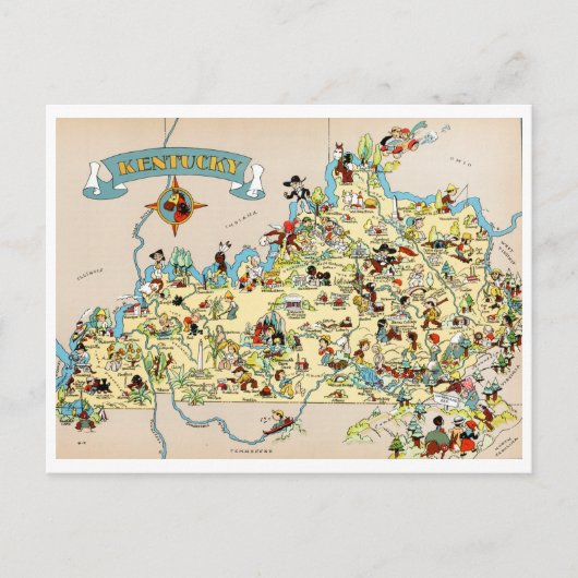 Kentucky Funny Map Postkarte (Vorderseite)