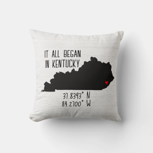Kentucky GPS Koordinaten mit Herz Kissen (Vorderseite)