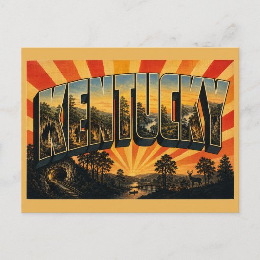 Kentucky Höhlen Wälder Flusstäler Kunst Postkarte (Vorderseite)