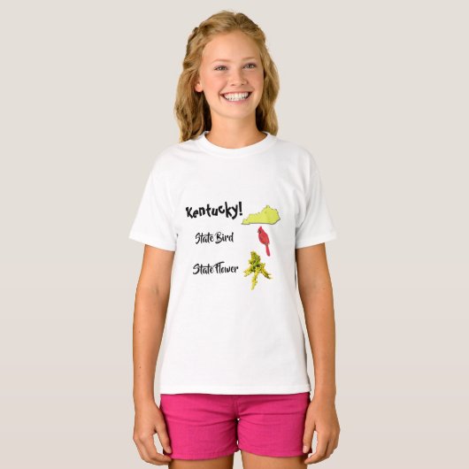 Kentucky Map Staat Bird & Blume T-Shirt (Vorne ganz)