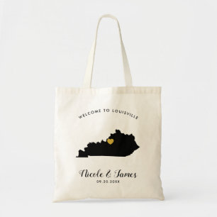 Kentucky Map Wedding Welcome Bag Tasche Black, Gol