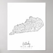 Kentucky Minimal Street Map Poster (Vorne)