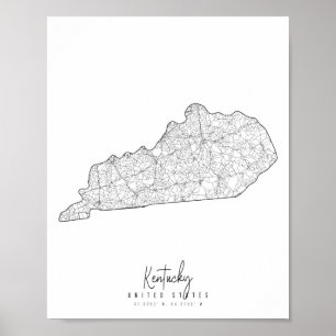 Kentucky Minimum Street Map Poster