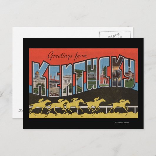 Kentucky (Pferderennbahn) - Große Buchstabenszene Postkarte (Vorne/Hinten)