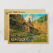 Kentucky Save the Date Rustikale Hütte Mill Woods Ankündigungspostkarte (Vorne/Hinten)