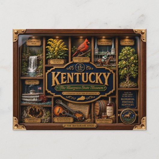 Kentucky Shadow Box 3D Figurine Staat Postkarte (Vorderseite)