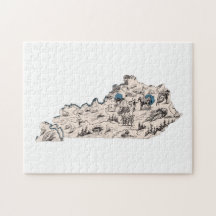 Kentucky Shaped Kentuckian Vintag Picture Map