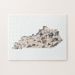 Kentucky Shaped Kentuckian Vintag Picture Map Puzzle