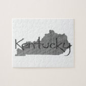 Kentucky Shaped Old Gray Chalkboard Name Black Puzzle (Horizontal)
