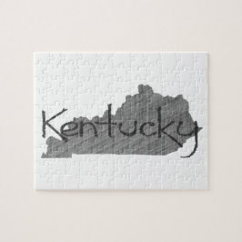 Kentucky Shaped Old Gray Chalkboard Name Black Puzzle