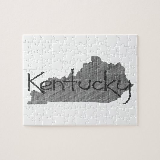 Kentucky Shaped Old Gray Chalkboard Name Black Puzzle (Horizontal)