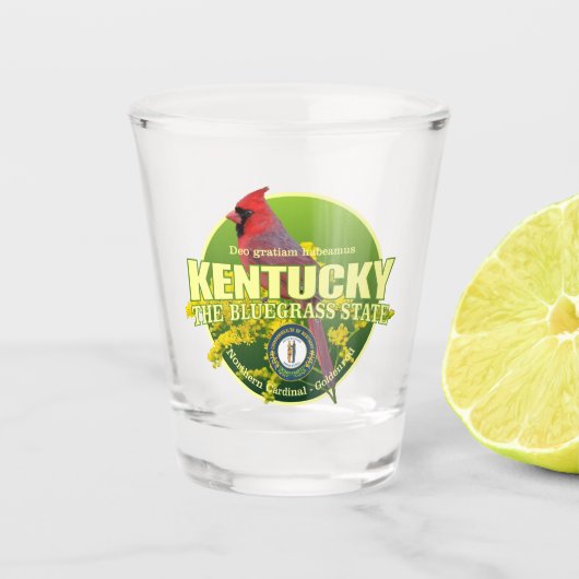 Kentucky Staat Bird & Blume Schnapsglas (Vorderseite)