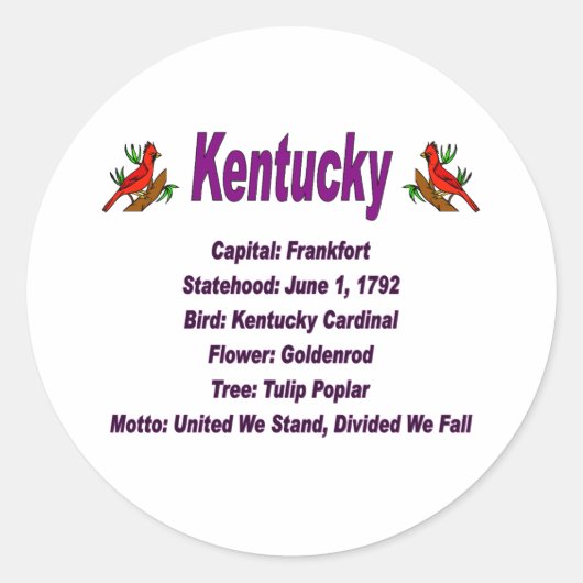 Kentucky Staat Info Sticker (Vorderseite)