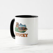 Kentucky Staat Kontur Tattoo Style Pferd Bourbon Tasse (Vorderseite Links)