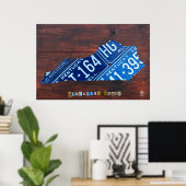 Kentucky Staat License Plate Karte Poster (Heimbüro)
