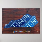 Kentucky Staat License Plate Karte Poster (Vorne)