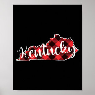 Kentucky Staatskarte Büffelkariert Weihnachten Ky  Poster