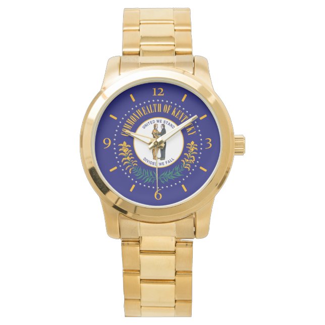 Kentucky State Flag Watch Design Armbanduhr (Vorderseite)