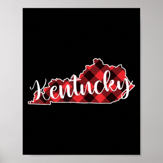 Kentucky State Map Buffalo Plaid Christmas Ky Kent Poster (Vorne)