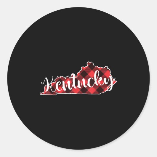 Kentucky State Map Buffalo Plaid Christmas Ky Kent Runder Aufkleber (Vorderseite)