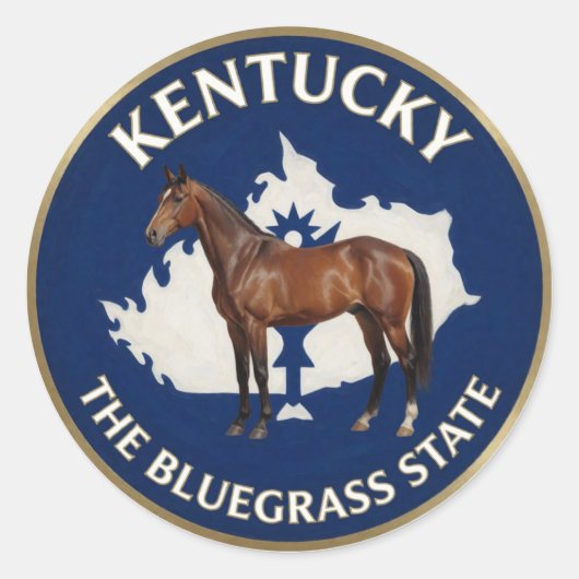 Kentucky State Pride Pferde-Emblem 🐎 Runder Aufkleber (Vorderseite)