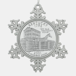 Kentucky State Quarter Schneeflocken Zinn-Ornament