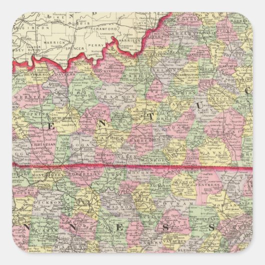 Kentucky, Tennessee 3 Quadratischer Aufkleber (Vorderseite)