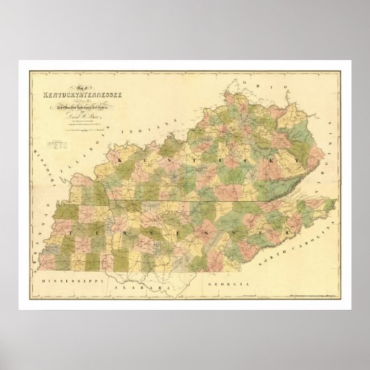Kentucky & Tennessee Eisenbahnkarte 1839 Poster (Vorne)