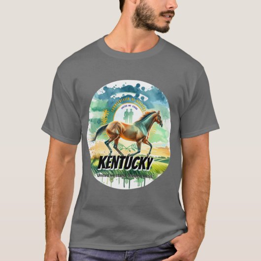Kentucky Thoroughbred Horse State Animal Watercolo T-Shirt (Vorderseite)