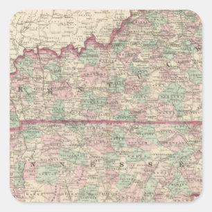 Kentucky und Tennessee Quadratischer Aufkleber