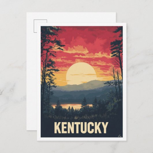 Kentucky USA Art Vintag Illustration Travel Postkarte (Vorne/Hinten)
