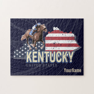 Kentucky Vereinigte Staaten Retro-Staatskarte Vint Puzzle