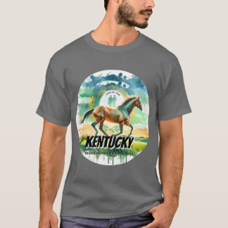 Kentucky Vollblut Pferd Staat Tier Wasserfarbe T-Shirt