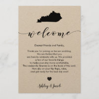 Kentucky Wedding Welcome Letter & Itinerary Card