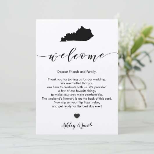 Kentucky Wedding Welcome Letter & Itinerary Card Programm (Stehend Vorderseite)