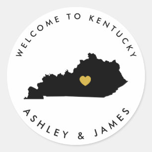 Kentucky Wedding Welcome Sticker Tag, Schwarz, Gol