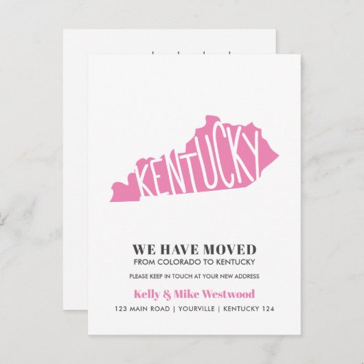 KENTUCKY Wir haben neue Adresse Neue Zuhause versc Postkarte (Vorne/Hinten)