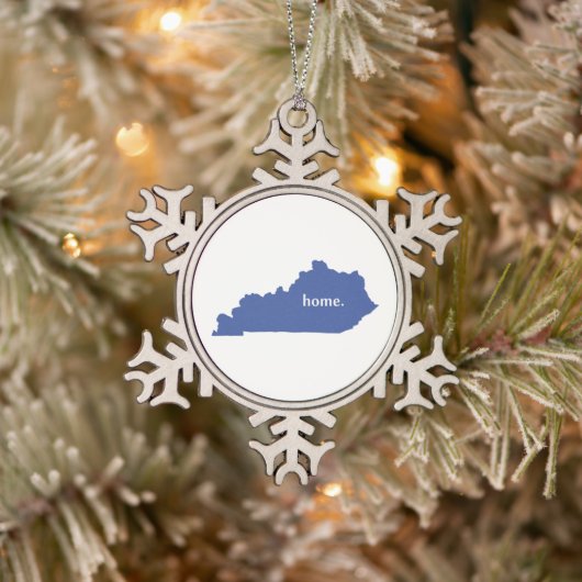 Kentucky Zuhause Silhouette Staat Karte Schneeflocken Zinn-Ornament (Baum)