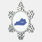 Kentucky Zuhause Silhouette Staat Karte Schneeflocken Zinn-Ornament (Rechts)