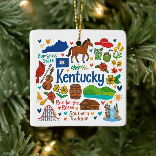 Kentuky Custom Family Trip Christmas Keramikornament (Baum)