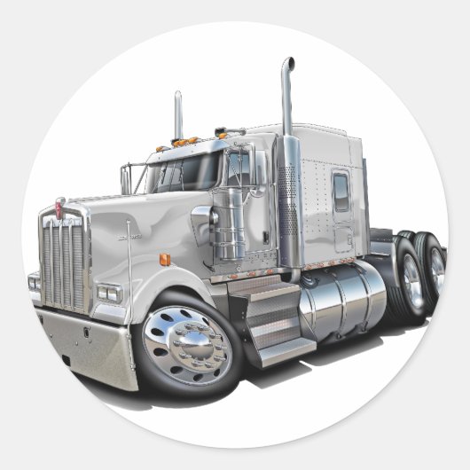 Kenworth w900 White Truck Runder Aufkleber (Vorderseite)