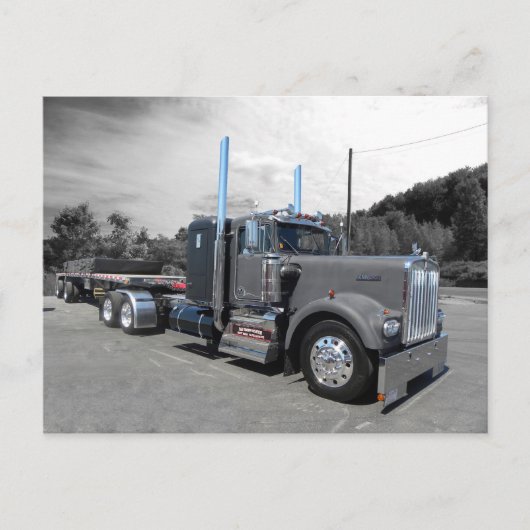 Kenworth W900A Flachbett Postkarte (Vorderseite)