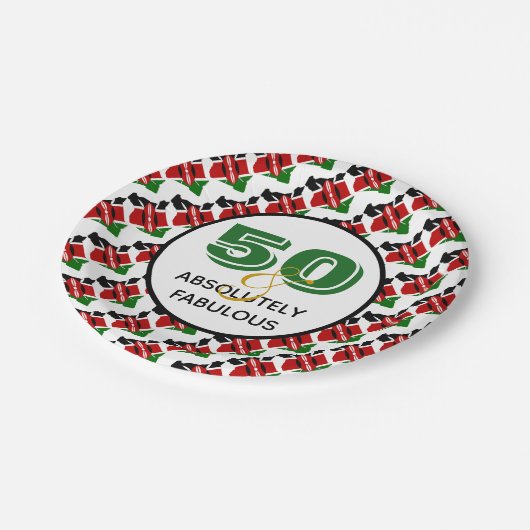KENYA 50 & Absolut fabelhafte Feier Pappteller (Schrägansicht)