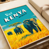 Kenya Africa Vintage Poster - Elefantenkunst