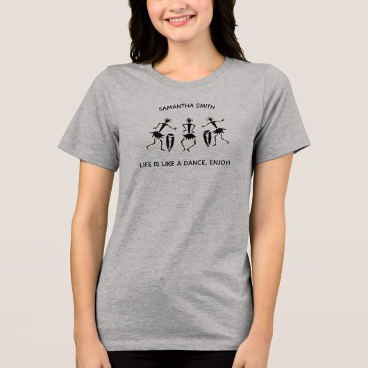 Kenya African Art, Drum Players Dance Tri-Blend Shirt (Vorderseite)