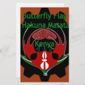 Kenya Butterfly Flag Kunst - Hakuna Matata Patriot Briefpapier (Vorne/Hinten)